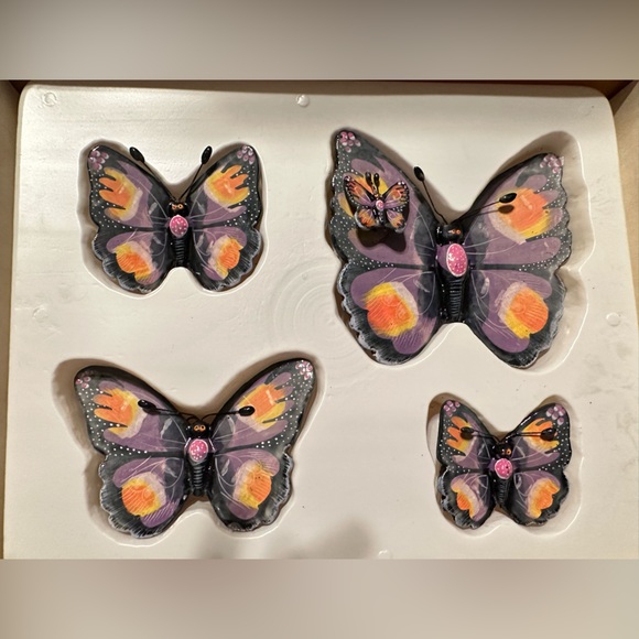 Glass  Butterflies Set of 4 - Picture 2 of 6